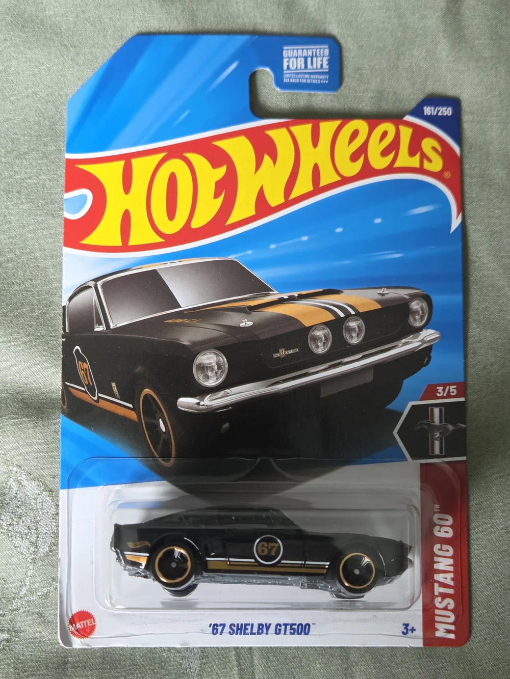 Hot Wheels '67 Shelby GT500 Toy Car in Black with Gold Stripes